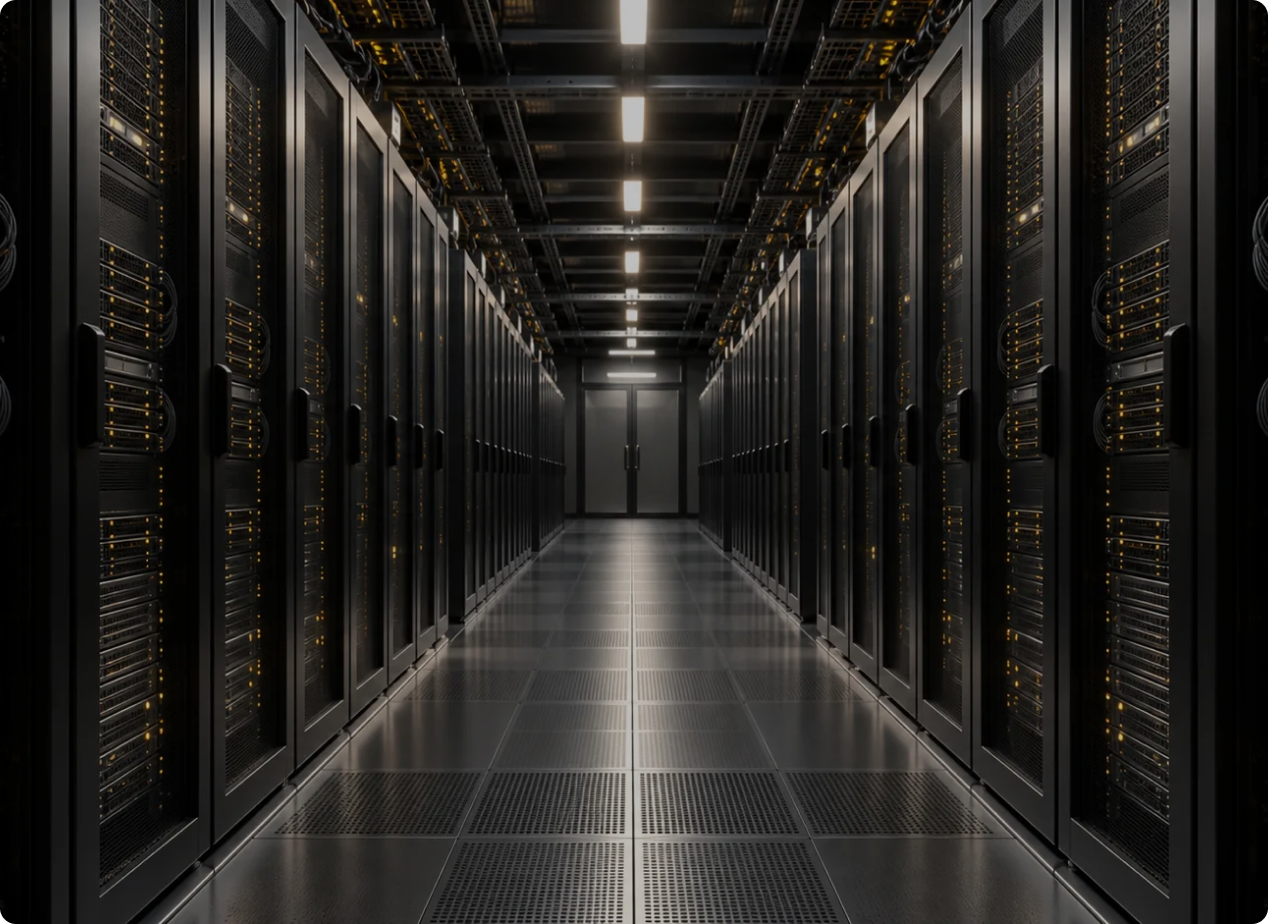 Server racks in a data-center aisle