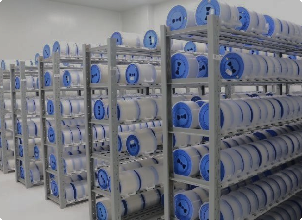 Optical fiber spools ready for delivery